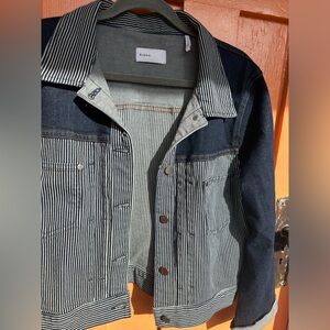 BLDWN women’s striped denim jacket EUC size Large